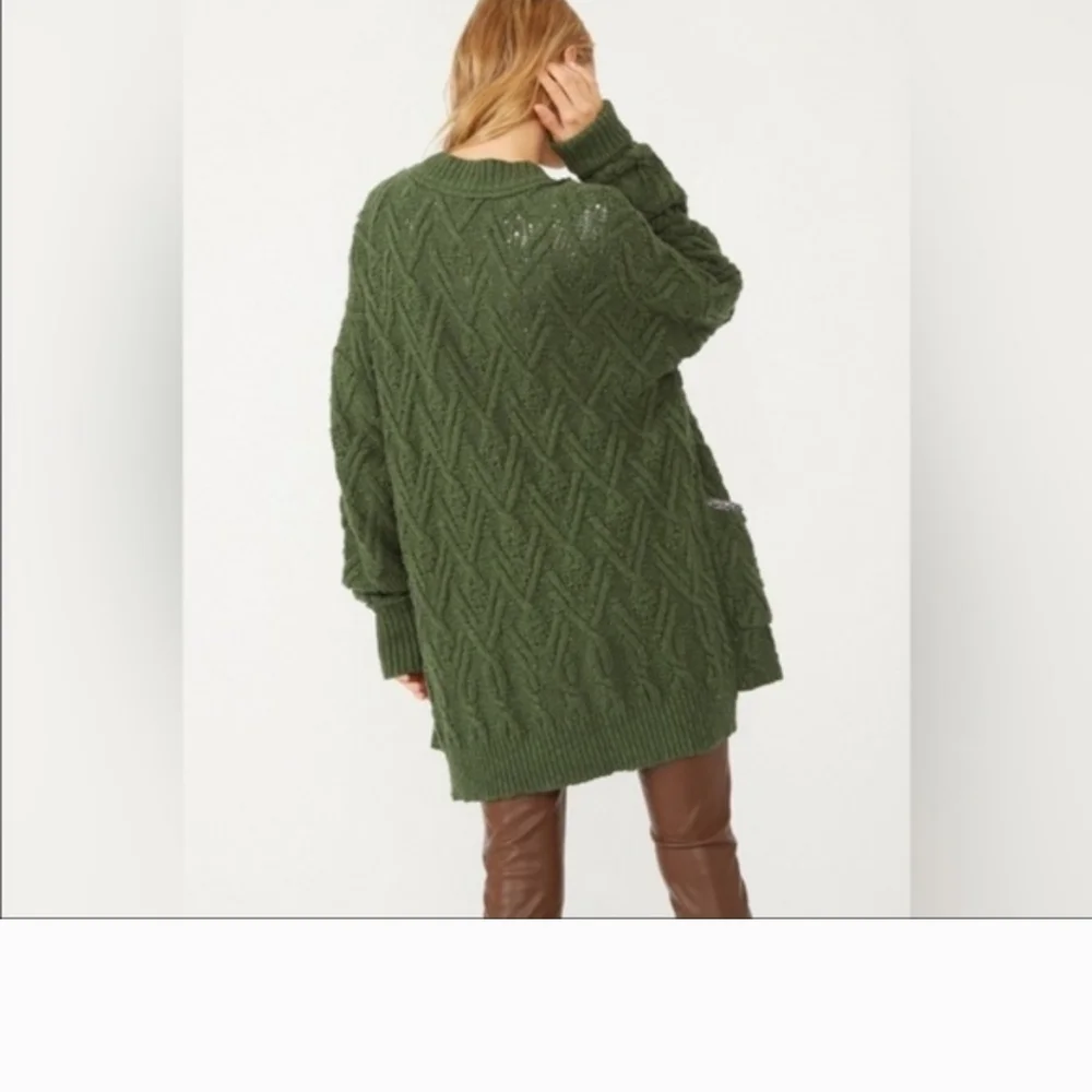 Free People | Montana Cable Knit Cardigan Green M